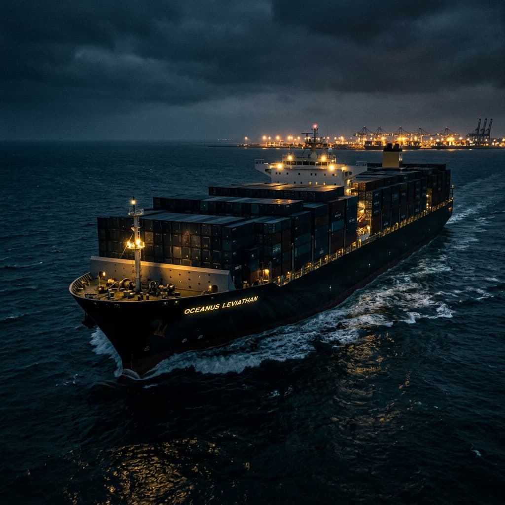 Greston Global Logistics - Ocean Freight and Cargo Ship at Night